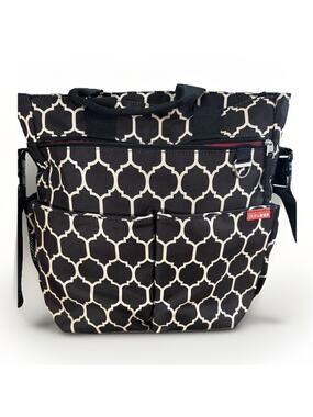 Skip Hop Duo Signature Diaper Bag Onyx Tile Black Geometric Messenger Tote Bag